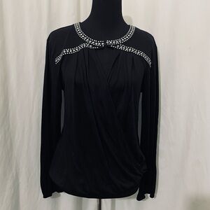 Elegant Black Beaded Women's Top